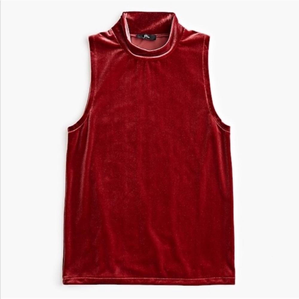 🍁JCREW NEW! Mockneck Stretch Velvet SleevelessTop Perfect Holidays SzL Burgundy